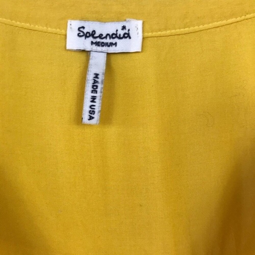 Splendid Yellow Henley Long Sleeve Tunic Blouse Top M Spring Summer Boho - Picture 5 of 14
